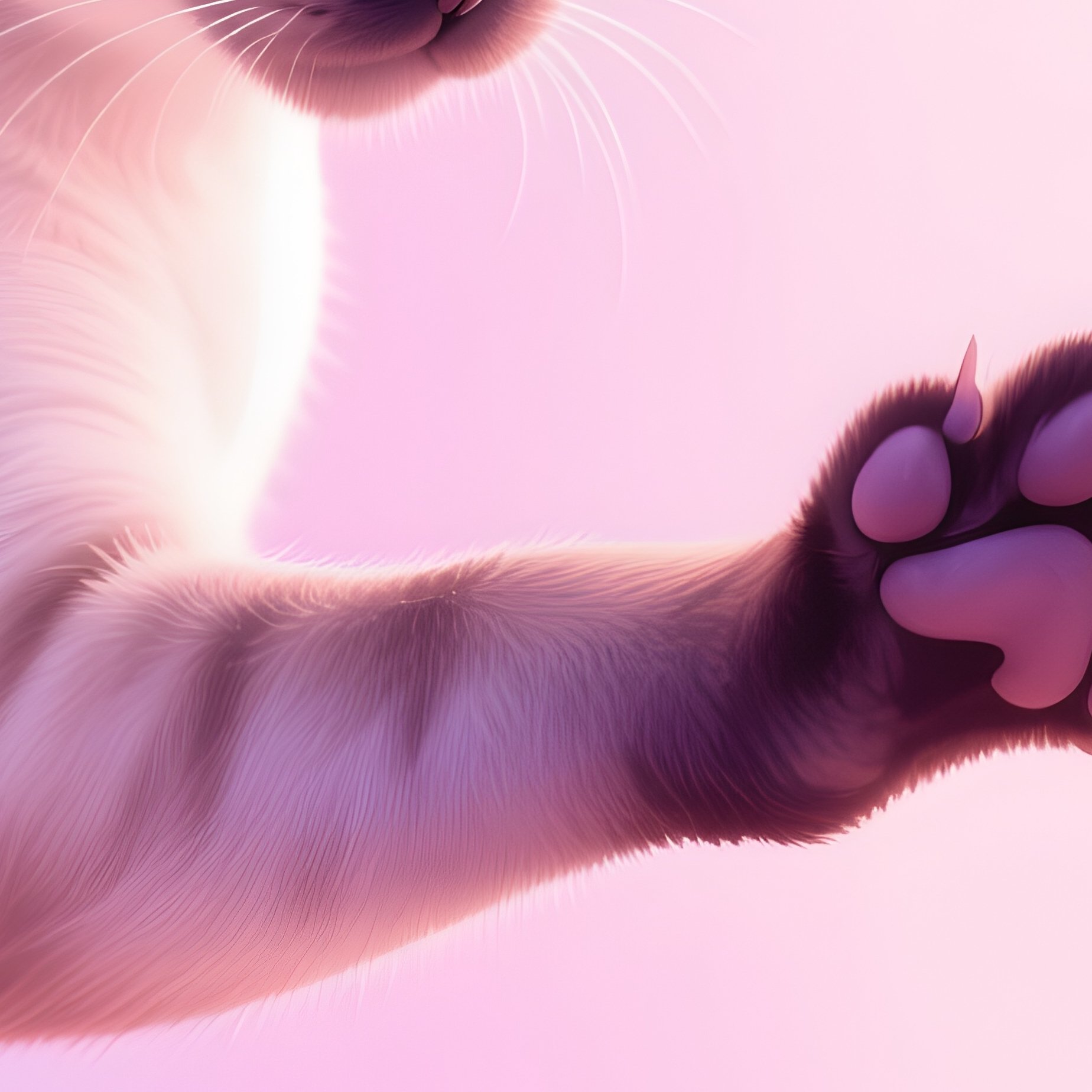 Cat Balinese Paw Reaching Out From Under A Door Digital Art - Full Resolution Quality Preview