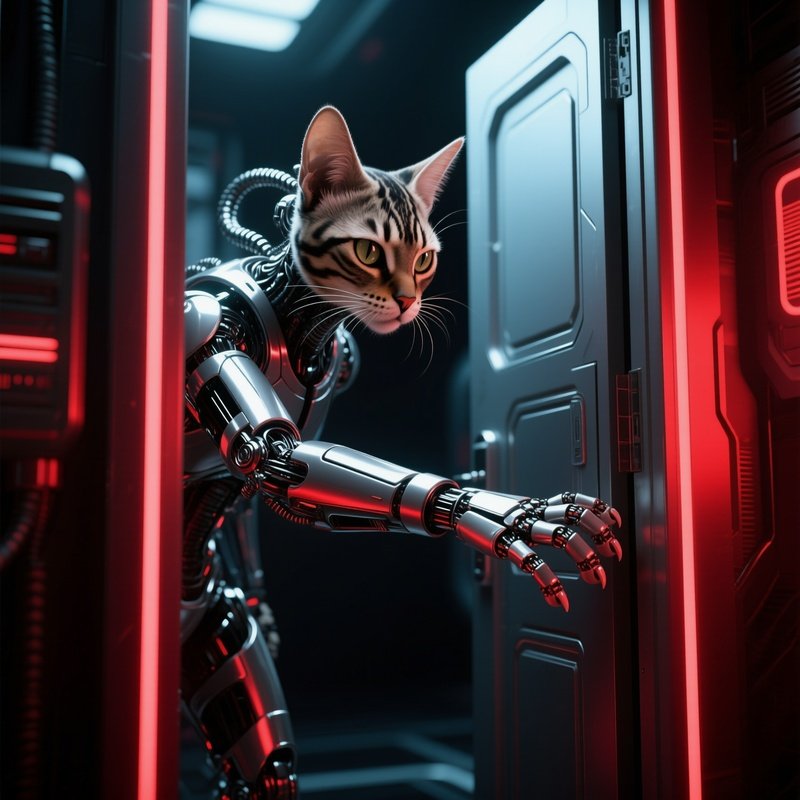 Cat Balinese Paw Reaching Out From Under A Door Science Fiction