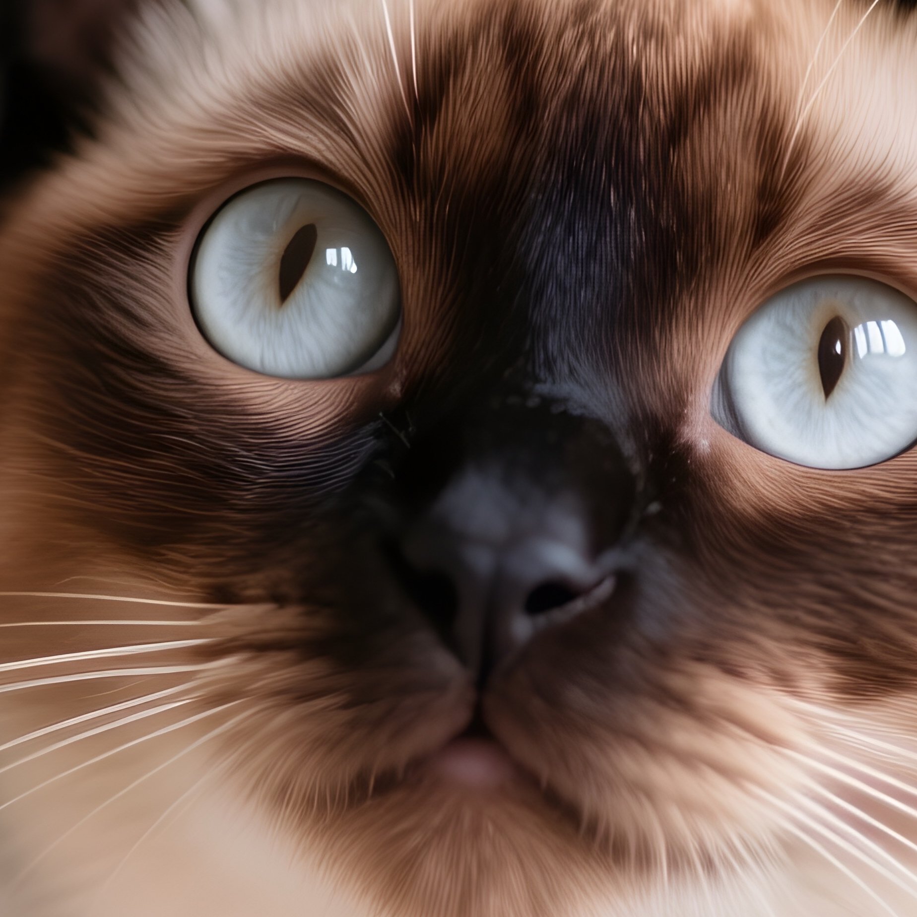 Cat Balinese Peeking Under Blanket - Full Resolution Quality Preview