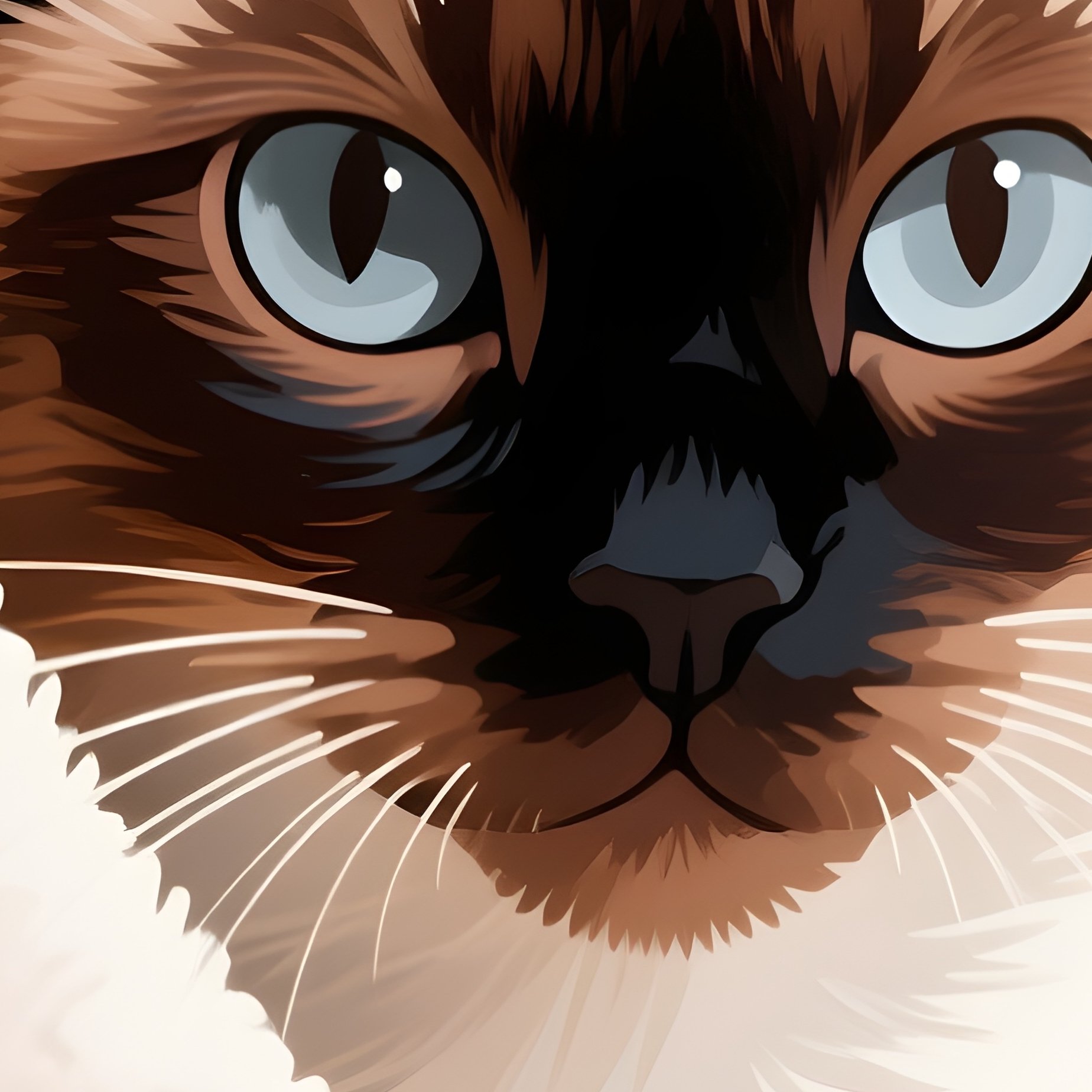 Cat Balinese Peeking Under Blanket Art - Full Resolution Quality Preview