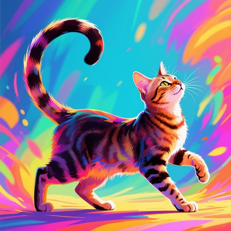 Cat Balinese Playing With Their Own Tail Digital Art