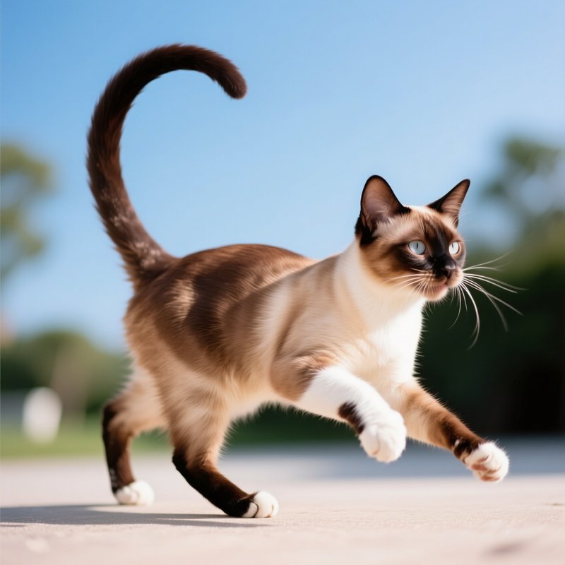 Cat Balinese Playing With Their Own Tail Playing Game