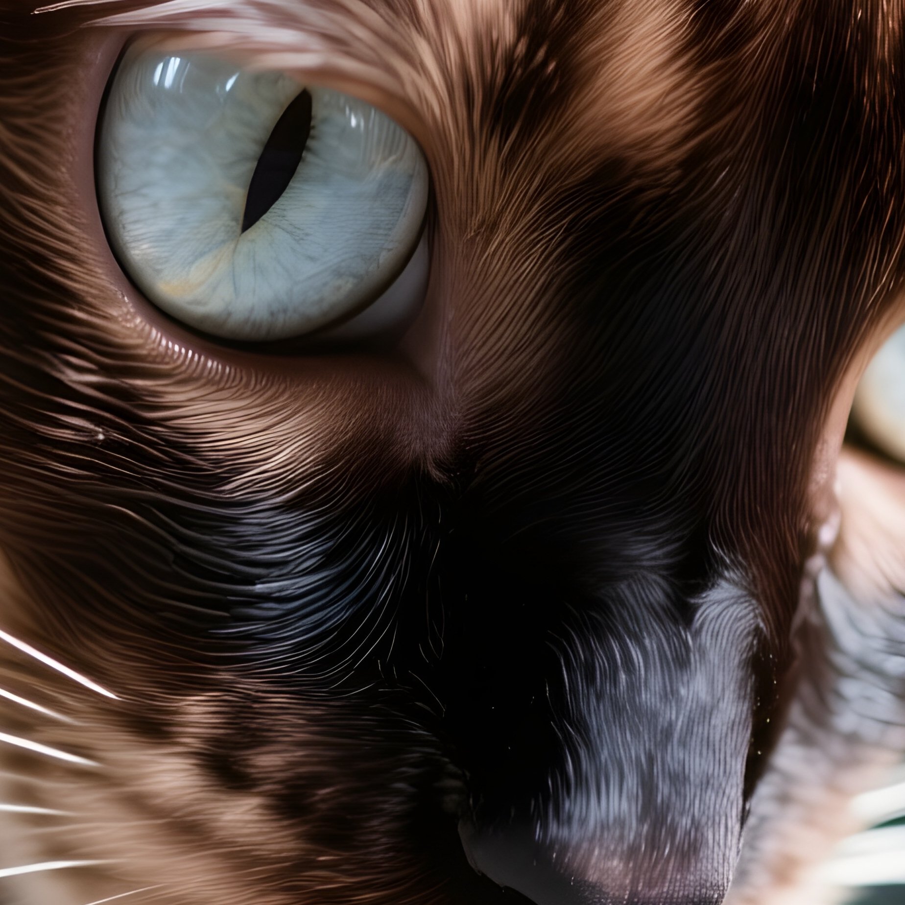 Cat Balinese Staring Intensely At Bug Light Reflection - Full Resolution Quality Preview