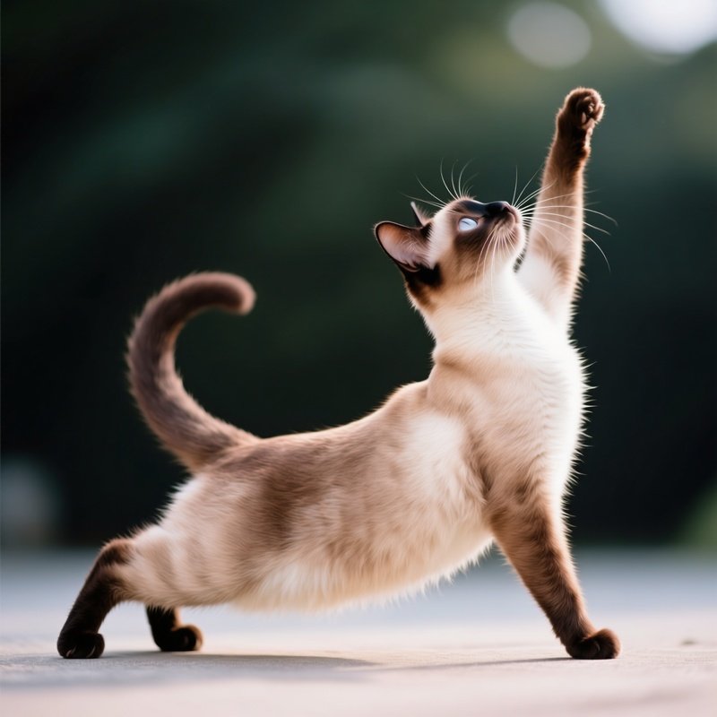 Cat-Balinese-Stretching-With-Arched-Back