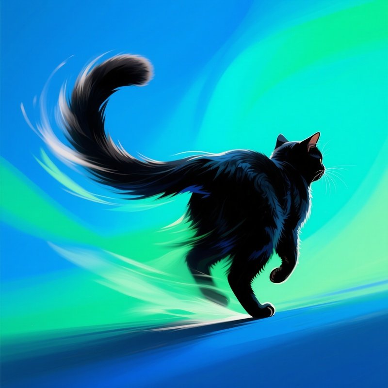 Cat Balinese Tail Flicking With Intense Focus Art
