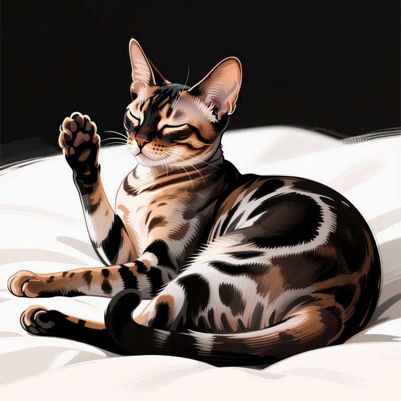 Cat Egyptian Mau Chin Resting On A Paw Digital Art