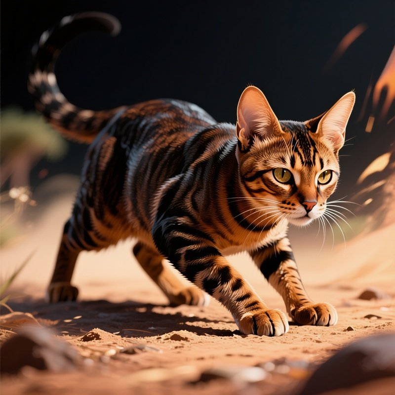 Cat Egyptian Mau Hunting Mode Digital Art