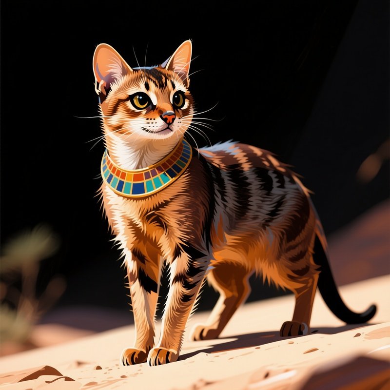 Cat-Egyptian-Mau-Meerkat-Pose-Digitized