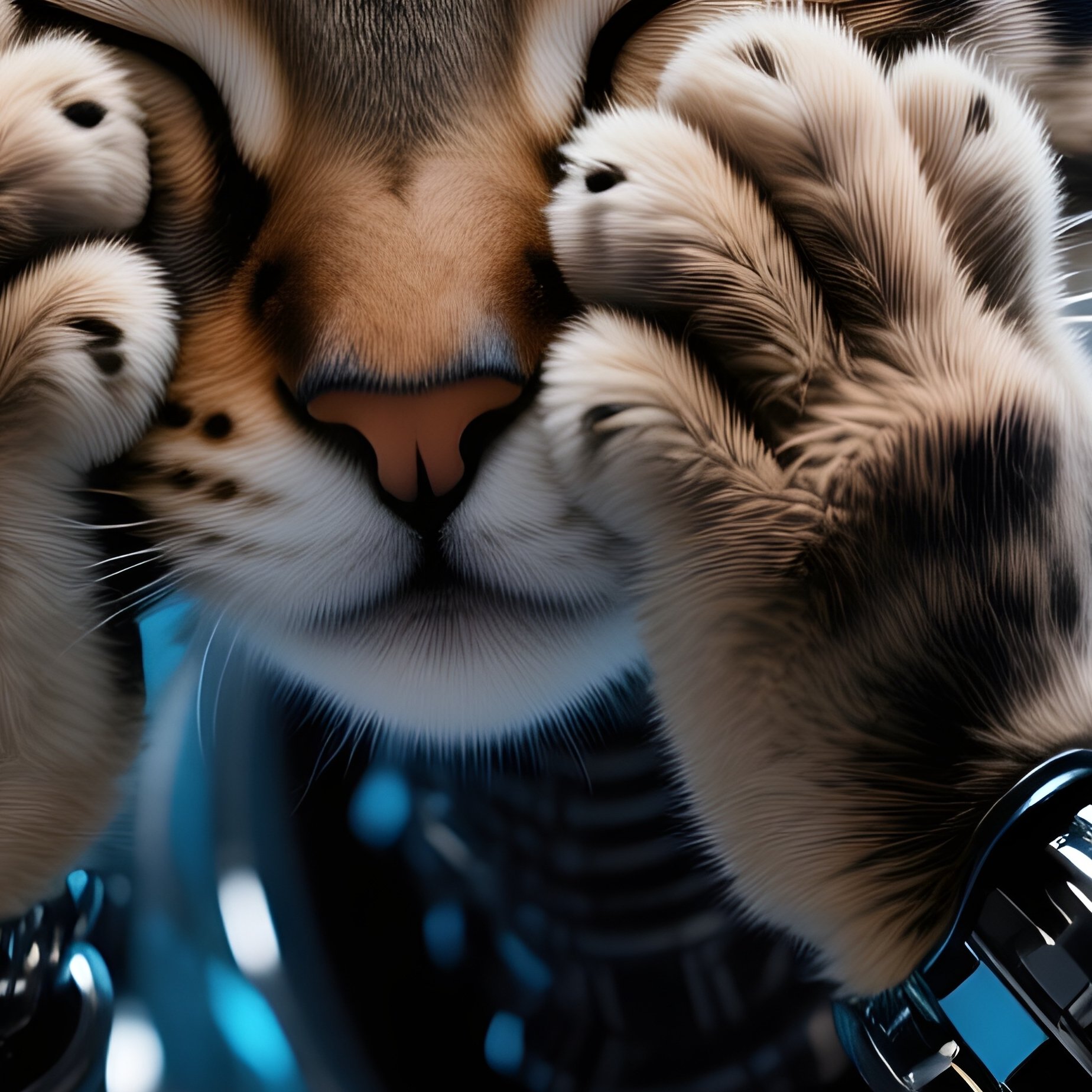 Cat Egyptian Mau Paws Over Face Sleeping Science Fiction - Full Resolution Quality Preview