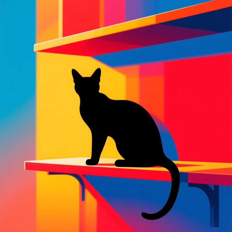 Cat Egyptian Mau Perched On Top Of A High Shelf Abstract