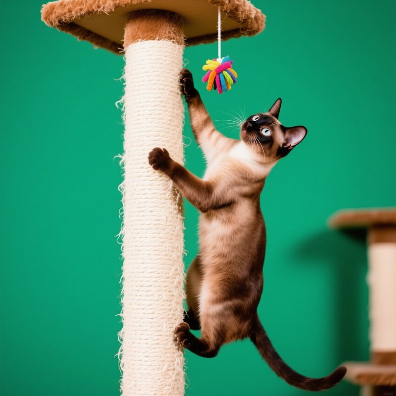 Cat Exotic Shorthair Climbing Scratching Post Action