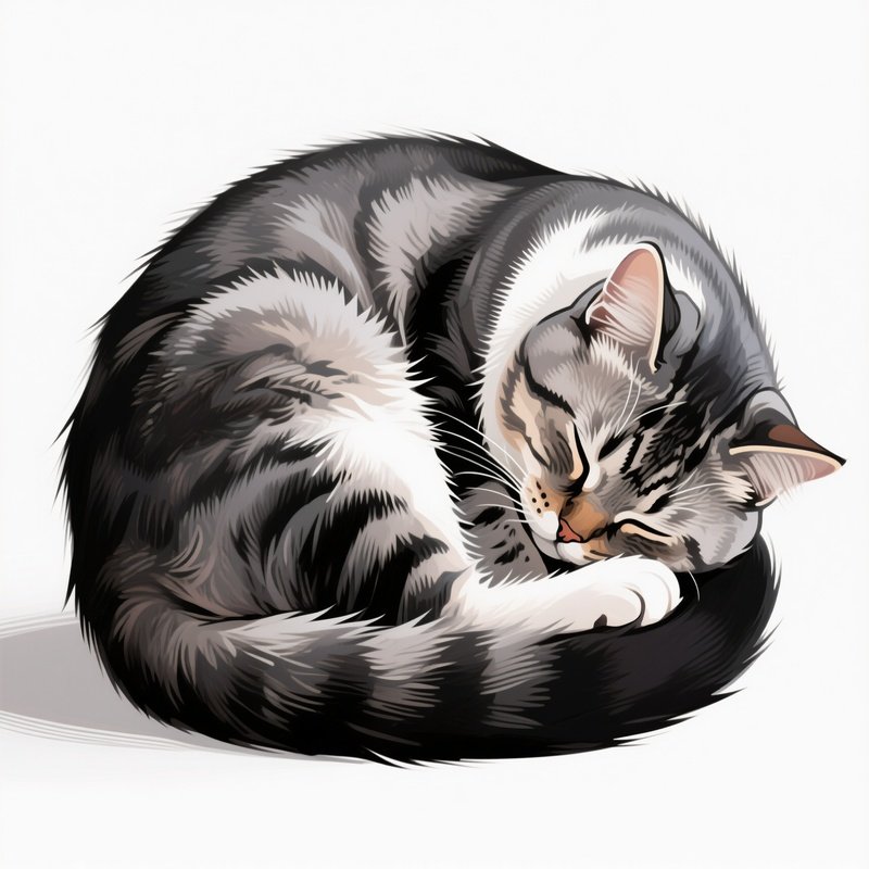 Cat Exotic Shorthair Curling Up Digital Art
