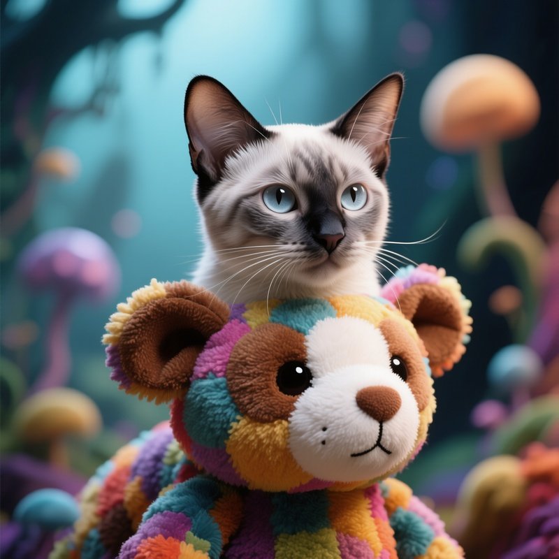 Cat Exotic Shorthair Head On Stuffed Animal 2