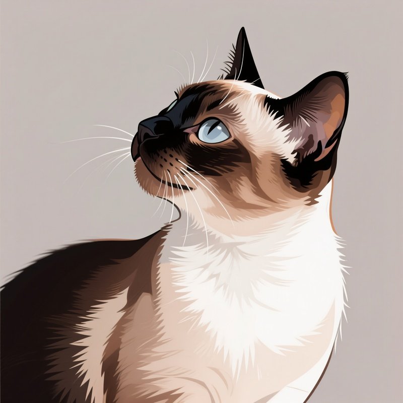 Cat Exotic Shorthair Head Tilted Sitting Artwork