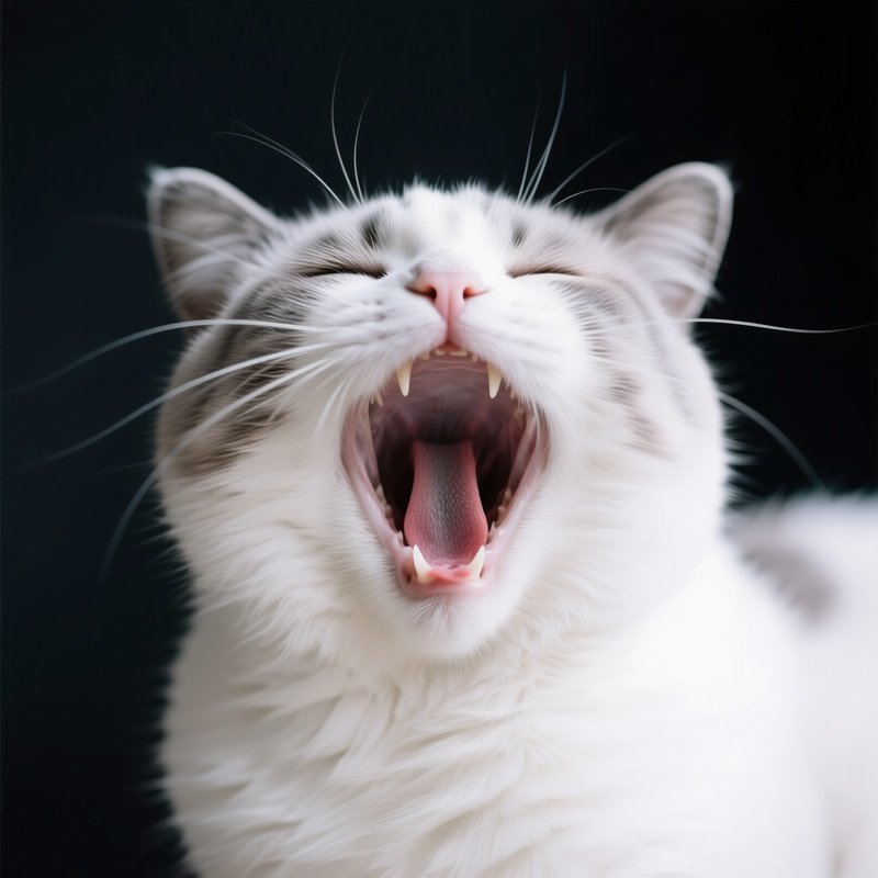 Cat Exotic Shorthair Mid Yawn With Mouth Wide Open