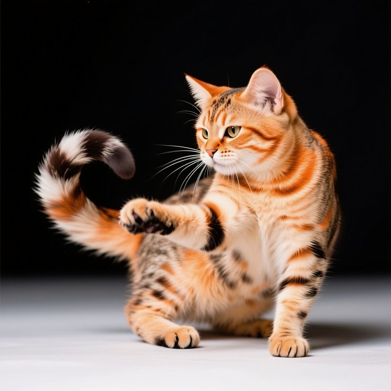 Cat Exotic Shorthair Playing With Tail 1