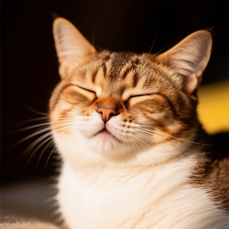 Cat Exotic Shorthair Purring With Eyes Half Closed