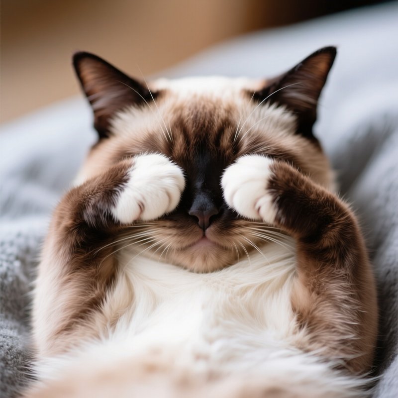 Cat Exotic Shorthair Sleeping Paws Over Face