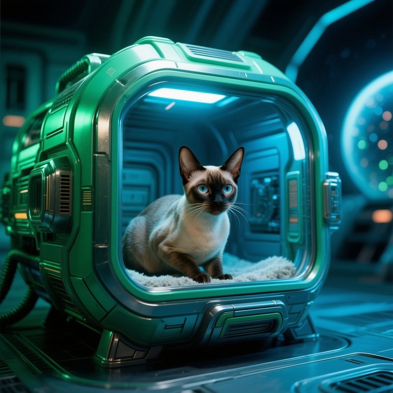 Cat Exotic Shorthair Too Small Container Science Fiction