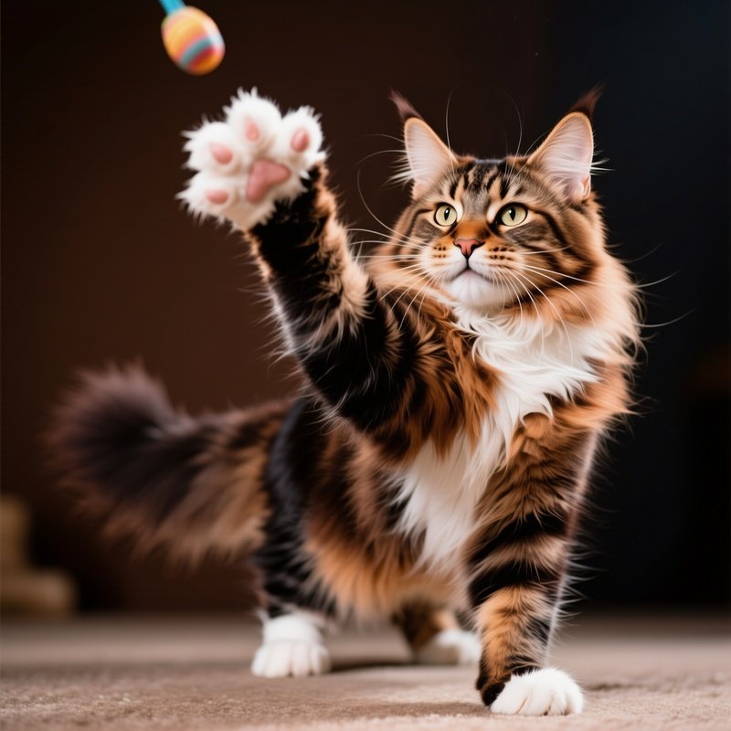 Cat-Maine-Coon-Batting-At-Something-With-One-Paw-1