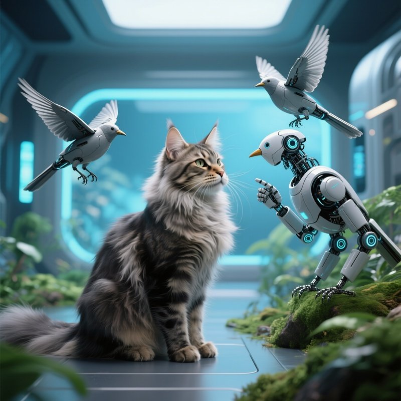 Cat Maine Coon Chirping At Birds Through The Window2