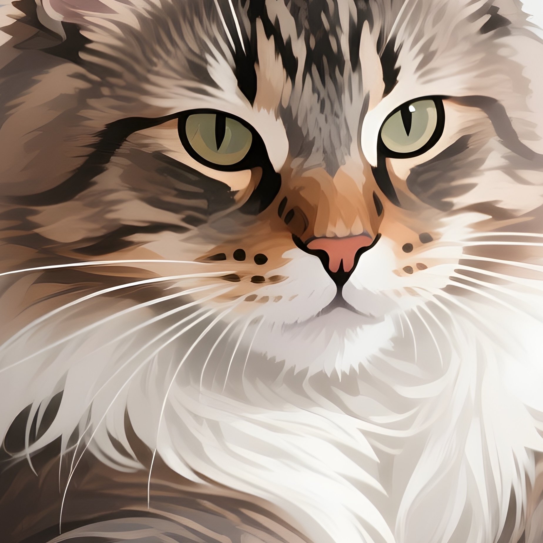 Cat-Maine-Coon-Full-Body-Stretch-With-Front-Legs-Forward-Illustration - Full Resolution Quality Preview