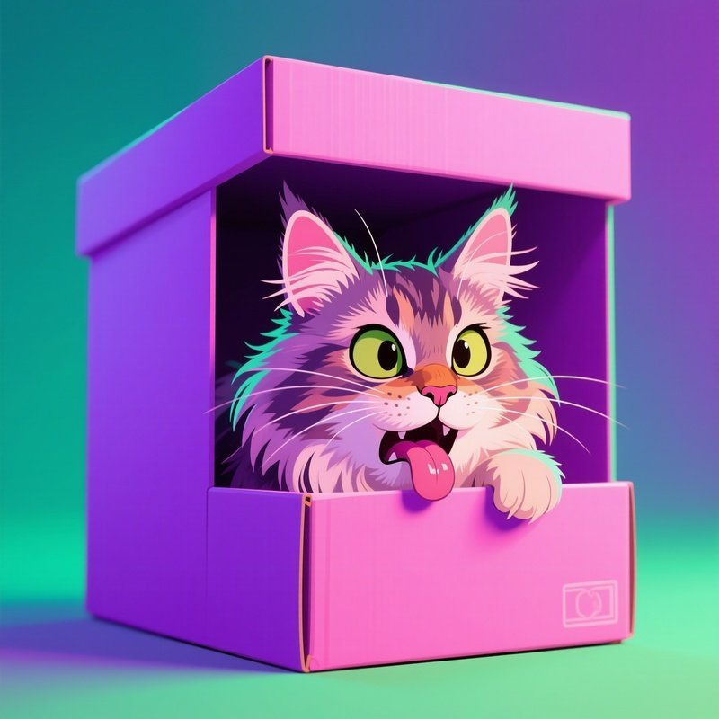 Cat Maine Coon Head Sticking Out Of A Box Digital Art