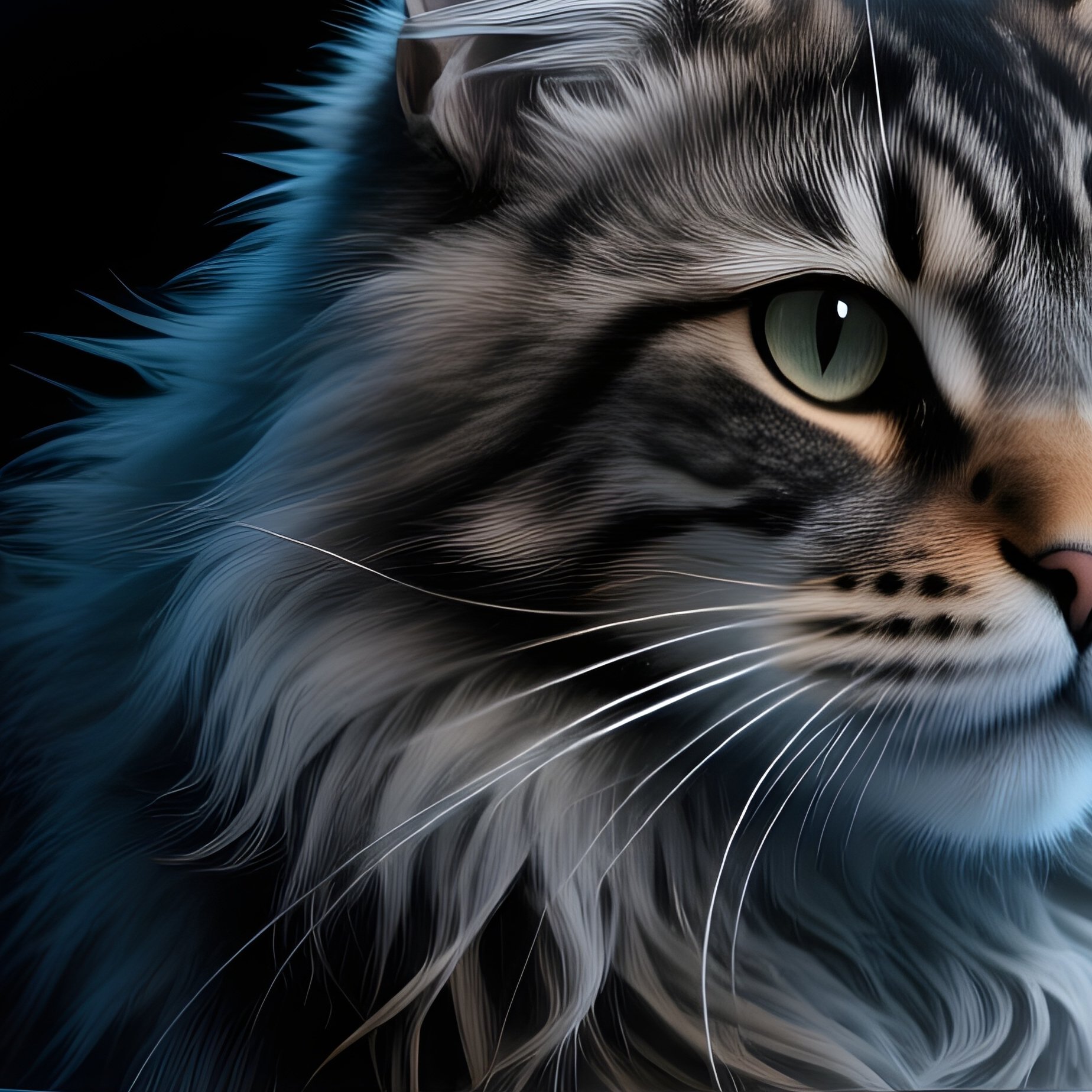 Cat Maine Coon Head Sticking Out Of A Box Science Fiction - Full Resolution Quality Preview