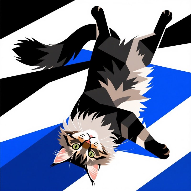 Cat Maine Coon Head Upside Down Laying On Back Abstract