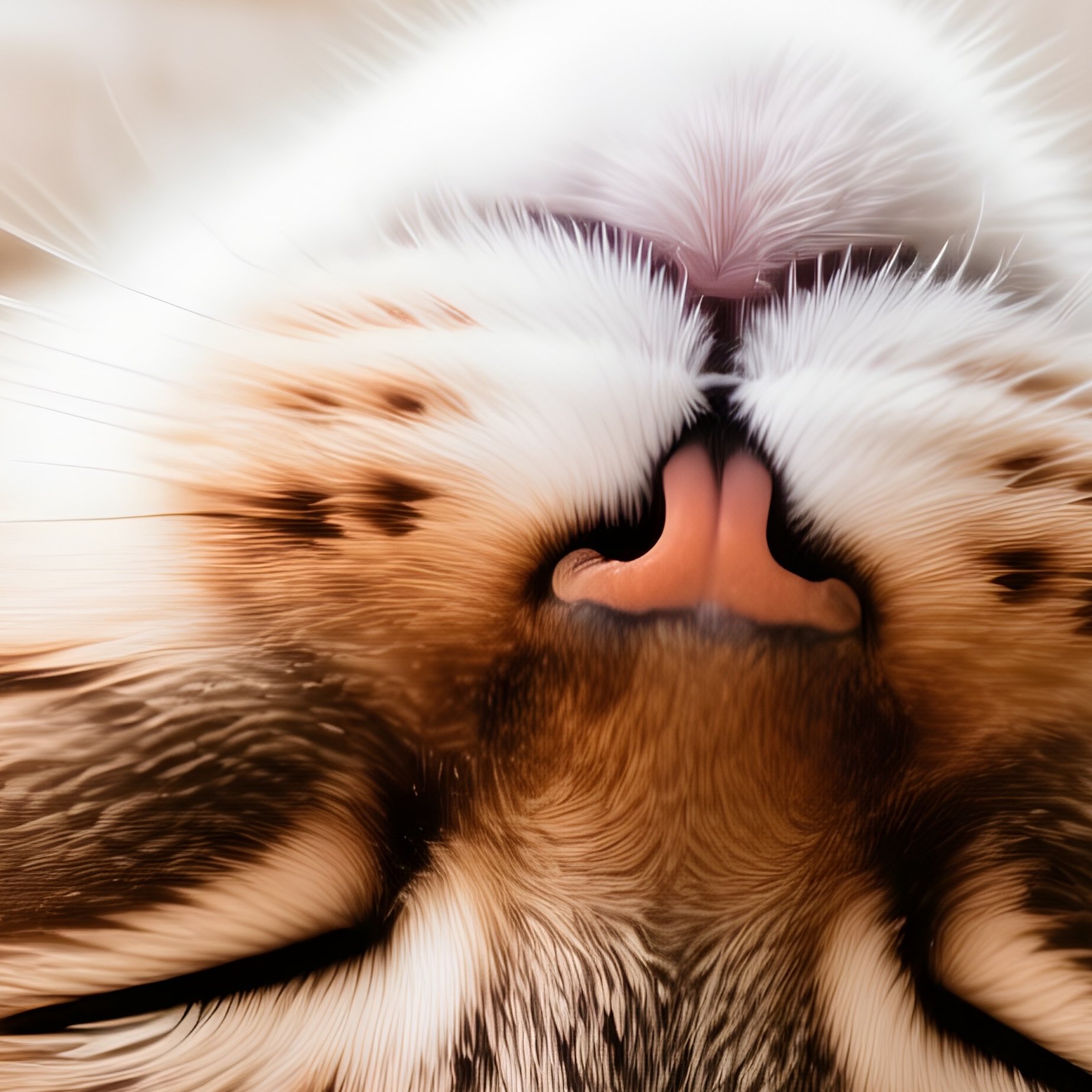 Cat Maine Coon Head Upside Down Laying On Back Sleeping - Full Resolution Quality Preview