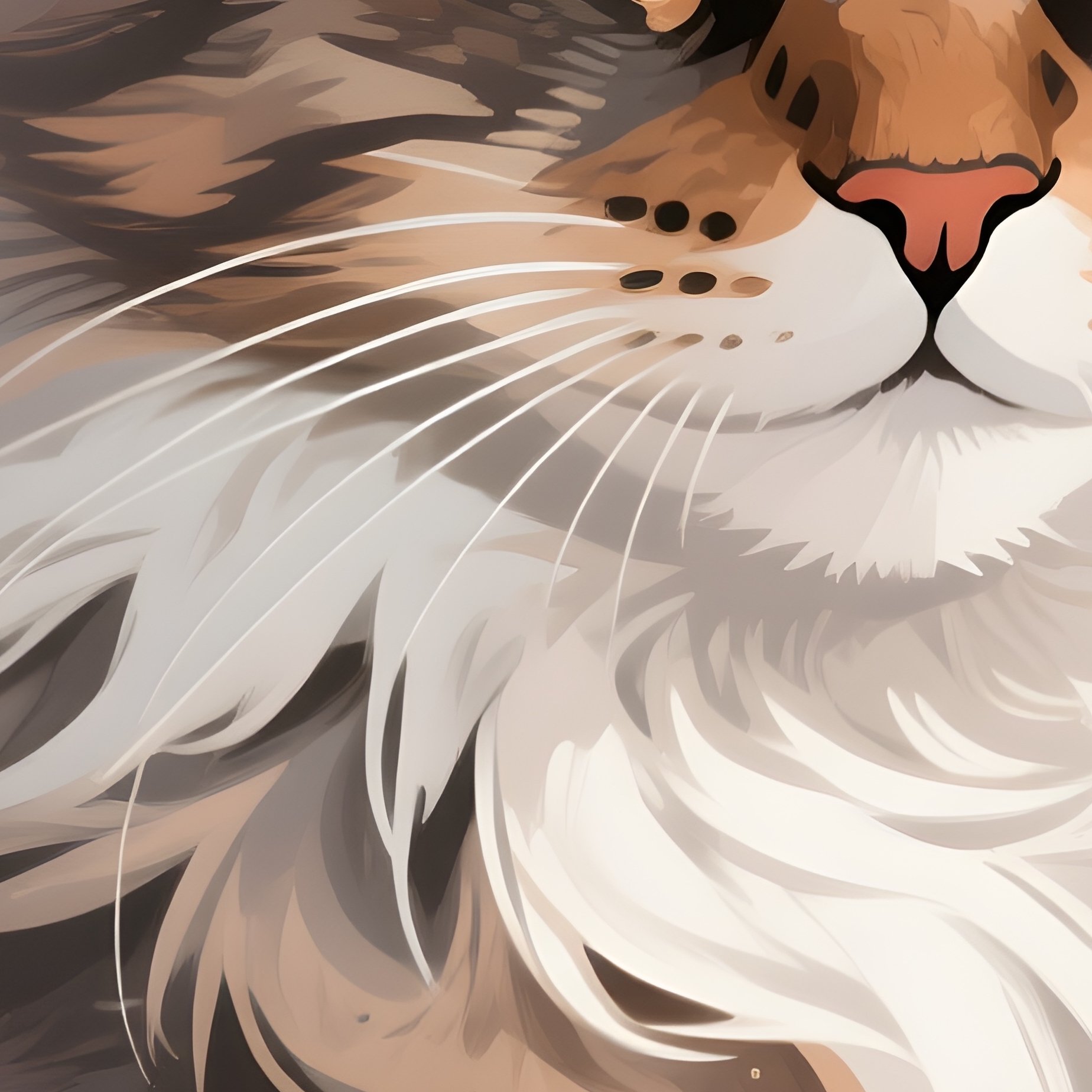 Cat Maine Coon Laying Side Paws Curved Digital Art - Full Resolution Quality Preview