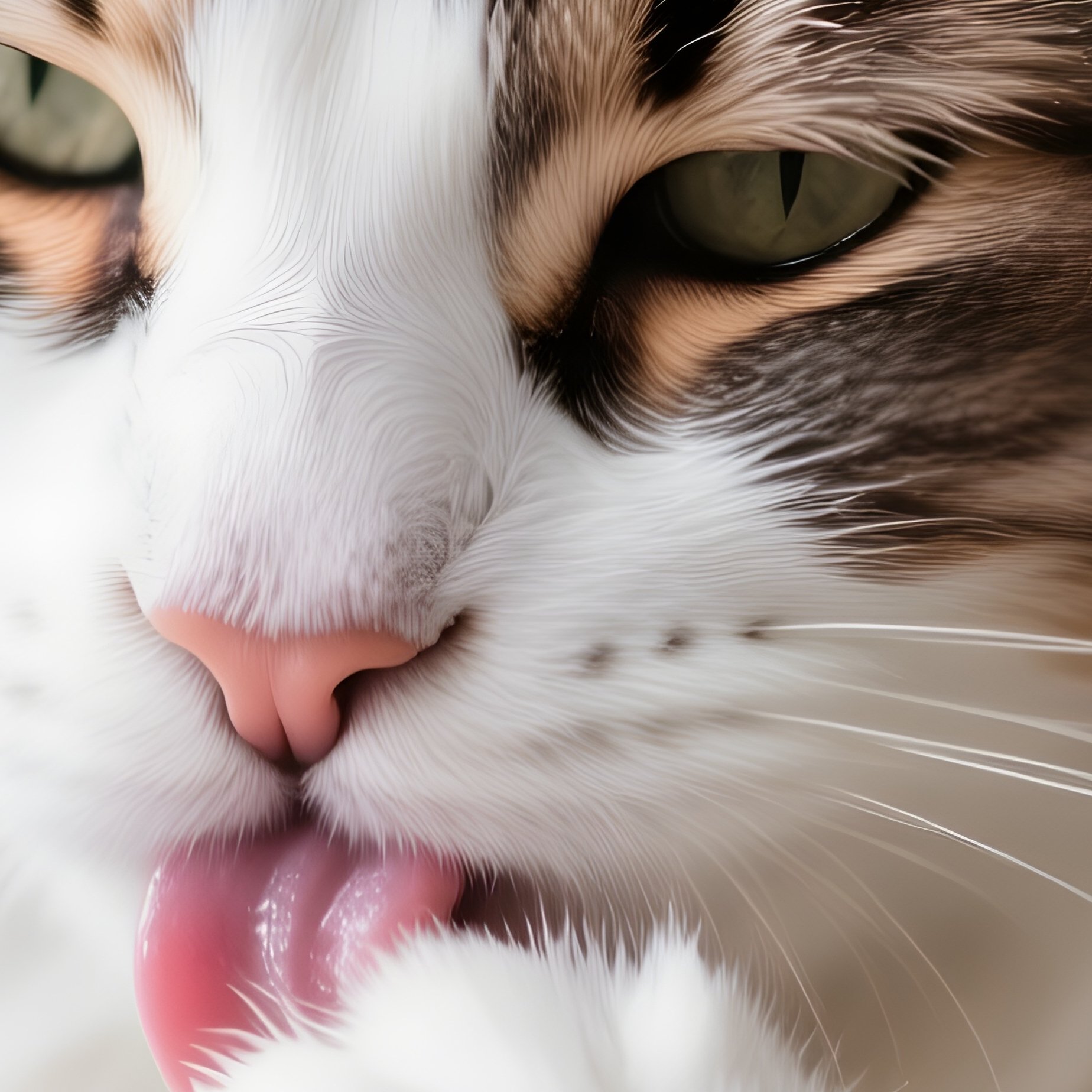 Cat-Maine-Coon-Licking-Paw-Wiping-Face - Full Resolution Quality Preview