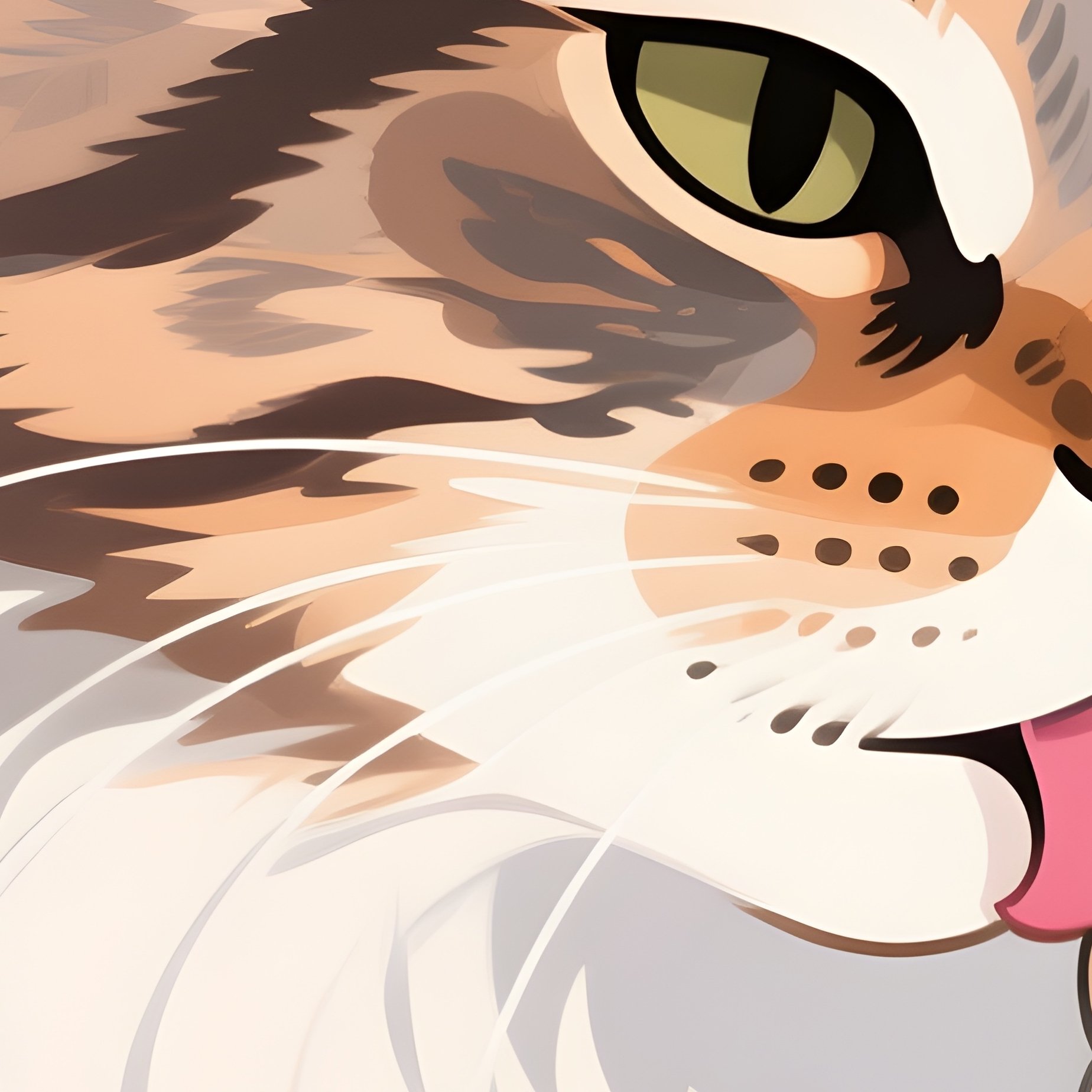 Cat-Maine-Coon-Licking-Paw-Wiping-Face-Illustration - Full Resolution Quality Preview