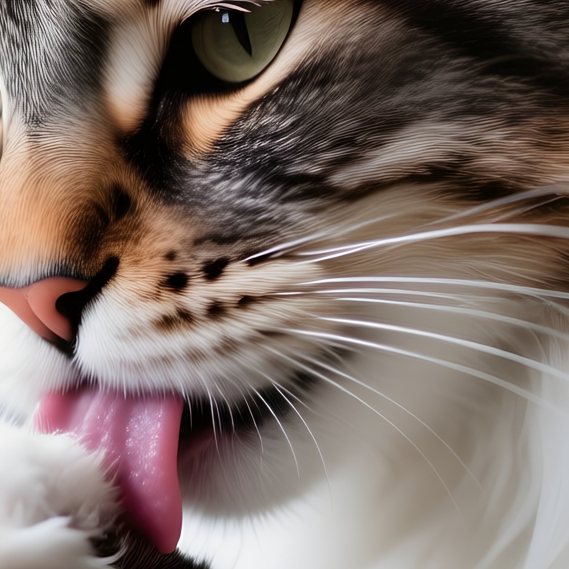Cat-Maine-Coon-Licking-Paw-Wiping-Face-Film - Full Resolution Quality Preview