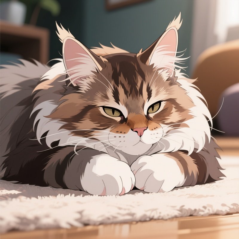 Cat Maine Coon Loaf Position Anime