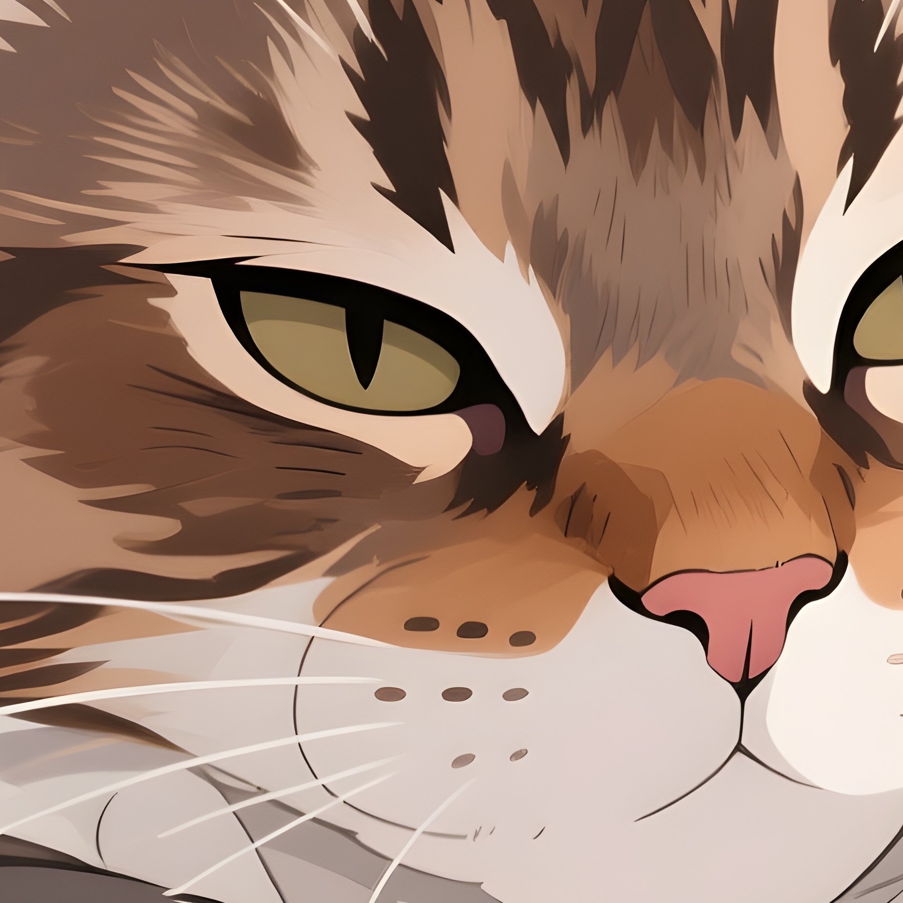 Cat Maine Coon Loaf Position Anime - Full Resolution Quality Preview