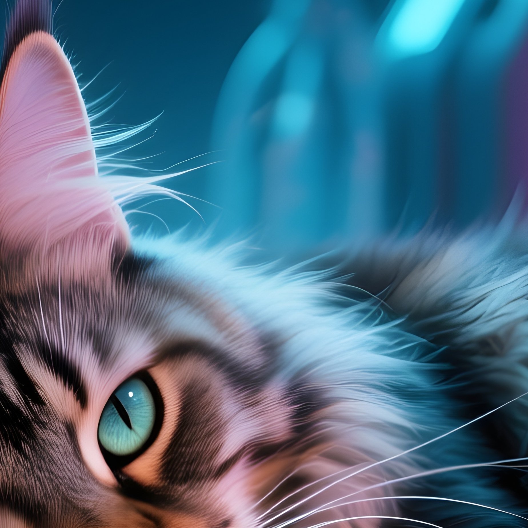 Cat Maine Coon One Eye Open Science Fiction - Full Resolution Quality Preview
