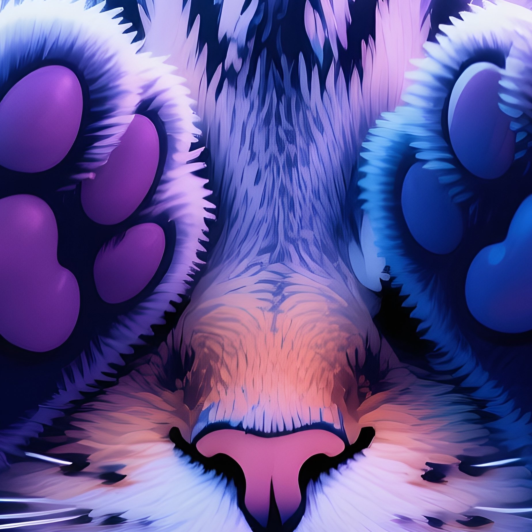 Cat Maine Coon Paws Over Face Sleeping Abstract - Full Resolution Quality Preview