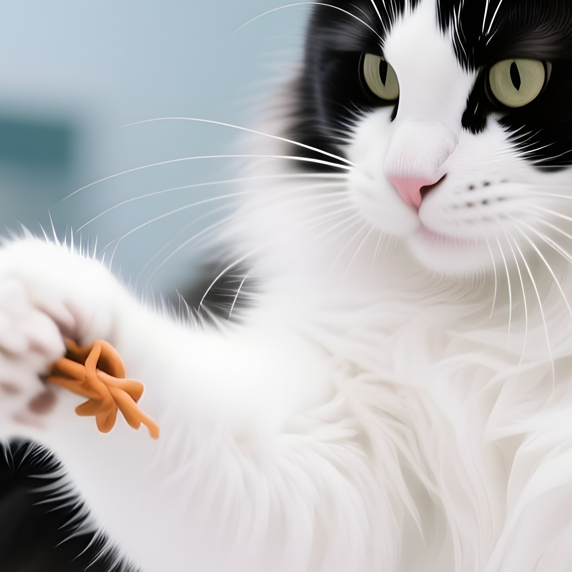 Cat Maine Coon Playing With Tail In Scientific Experiment - Full Resolution Quality Preview
