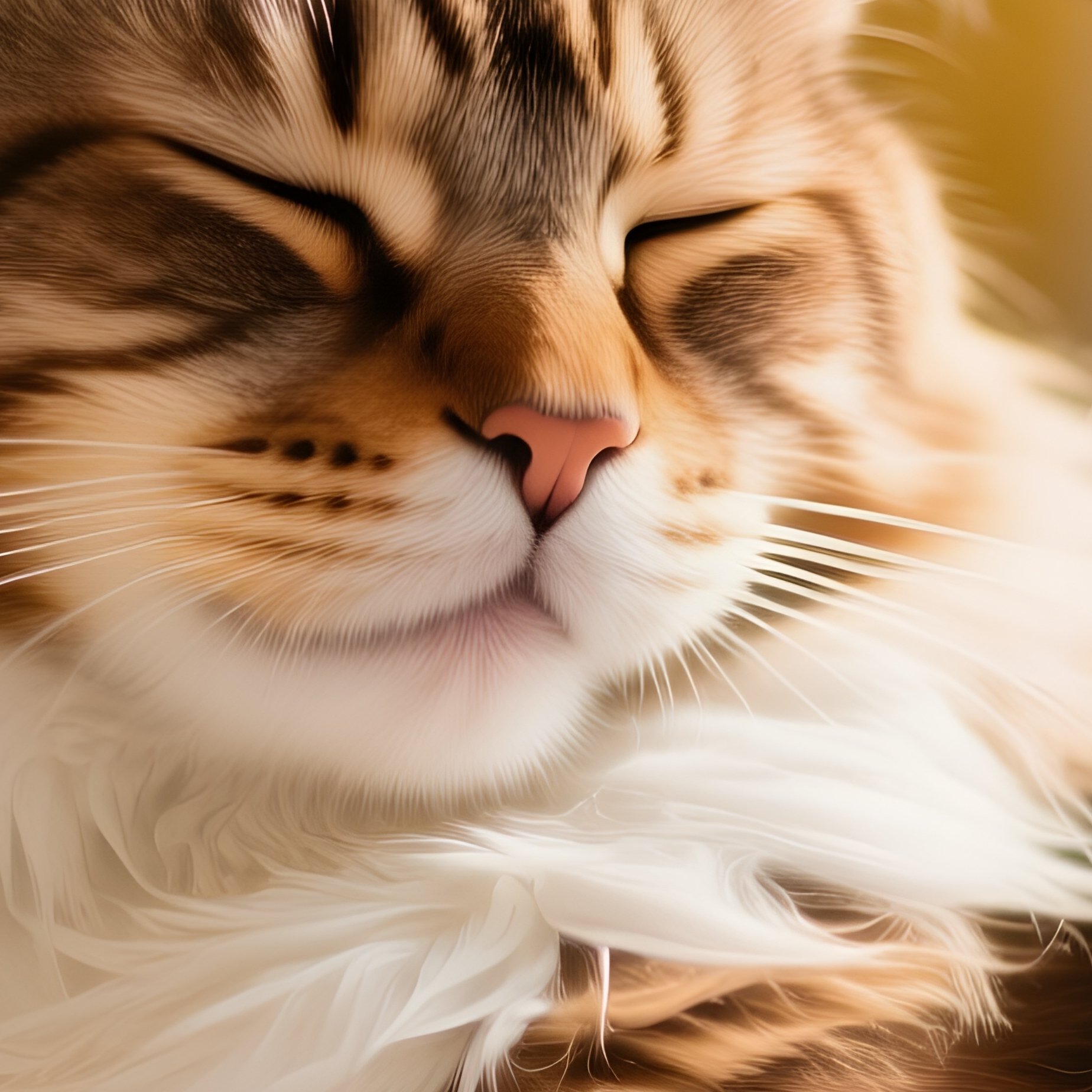 Cat Maine Coon Purring With Eyes Half Closed - Full Resolution Quality Preview