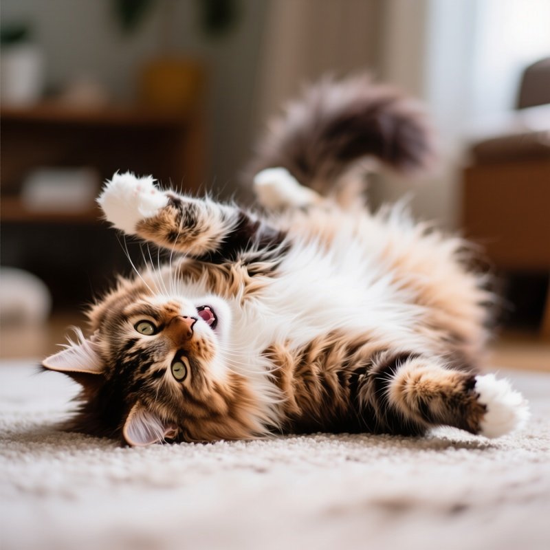 Cat-Maine-Coon-Rolling-Over-Playfully