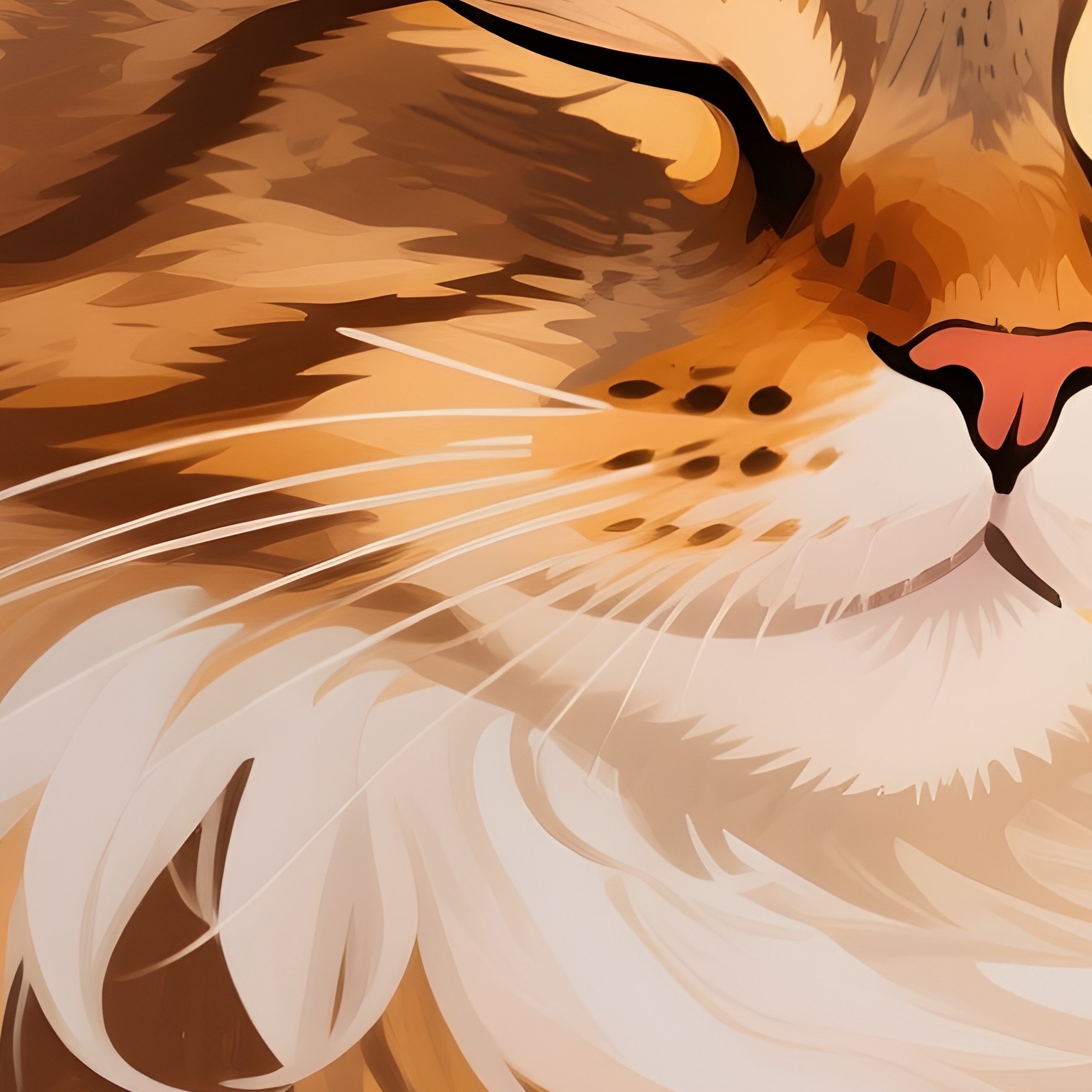 Cat Maine Coon Sleeping In A Sunbeam Illustration - Full Resolution Quality Preview