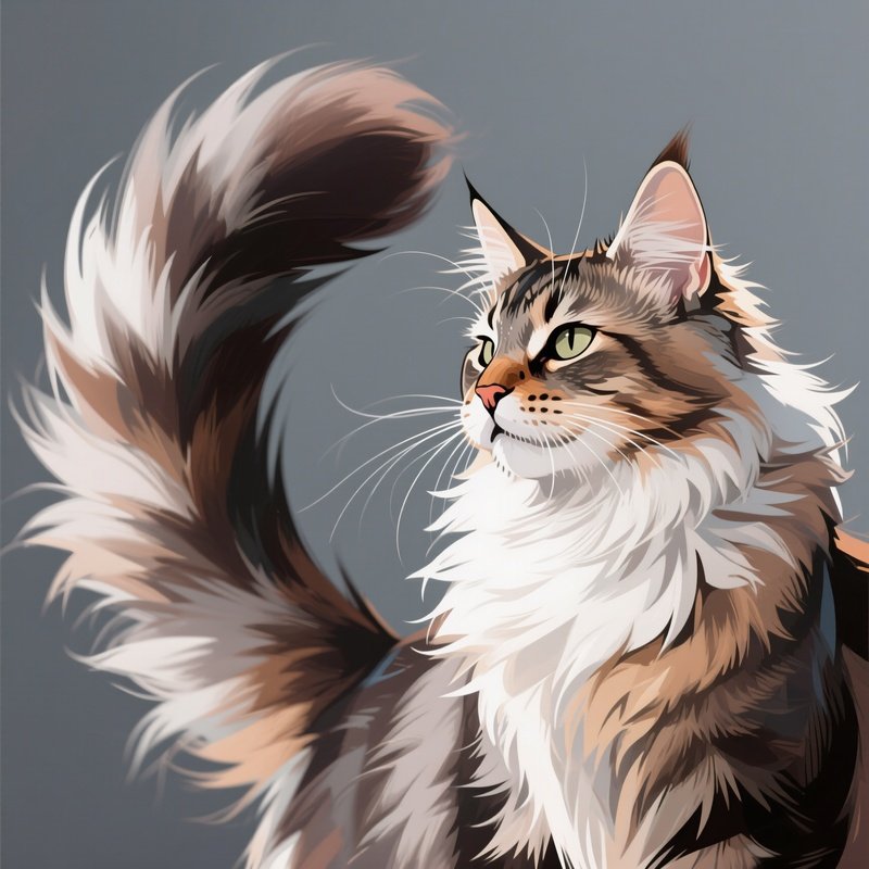 Cat Maine Coon Tail Flicking With Intense Focus