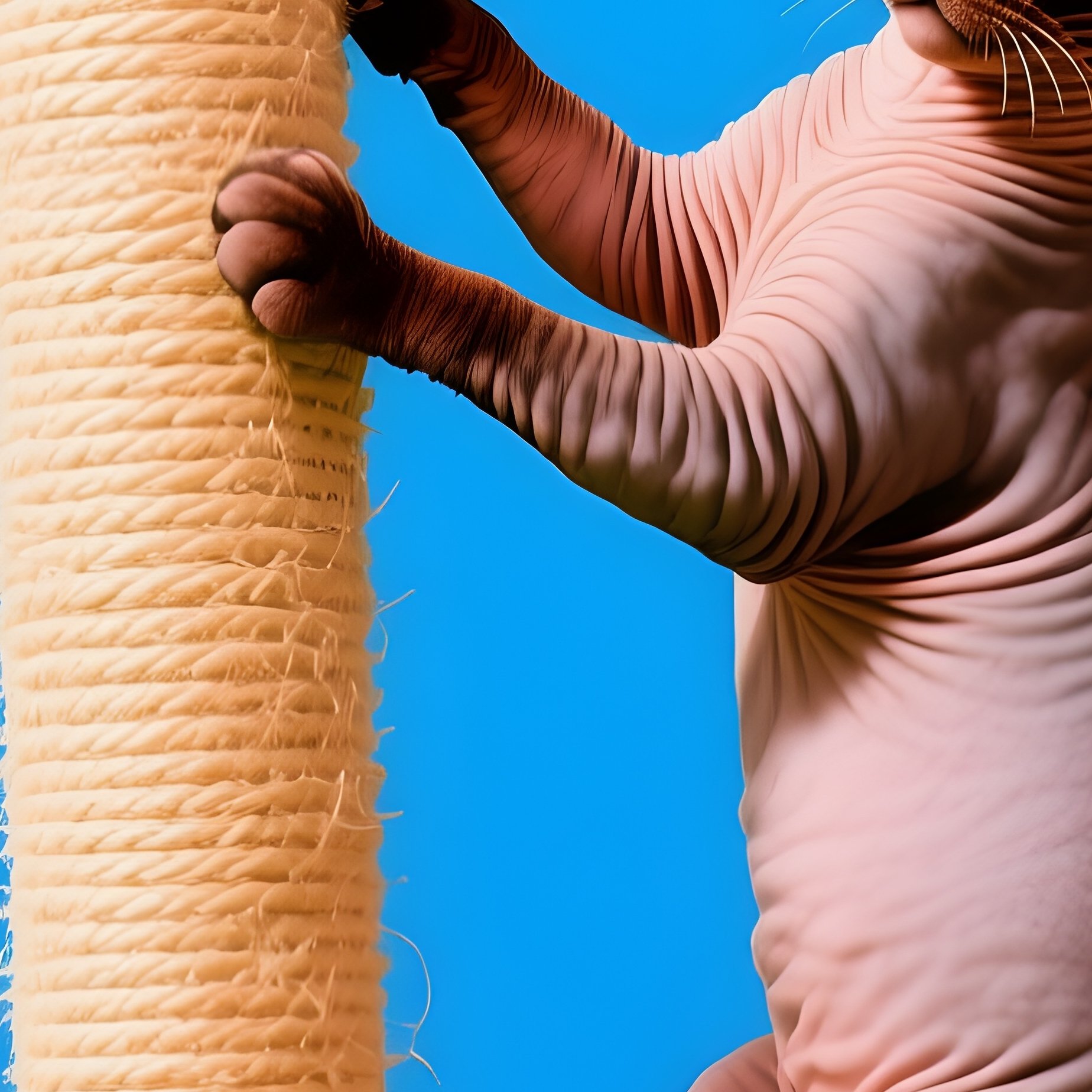 Cat Manx Climbing Scratching Post Mid Action Abstract - Full Resolution Quality Preview