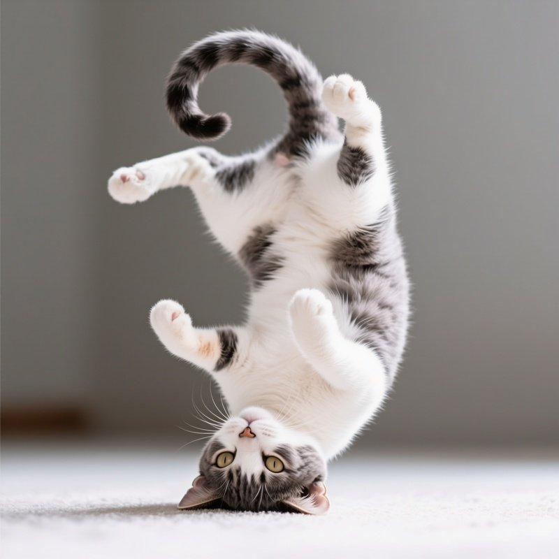 Cat Manx Head Upside Down Lying Back