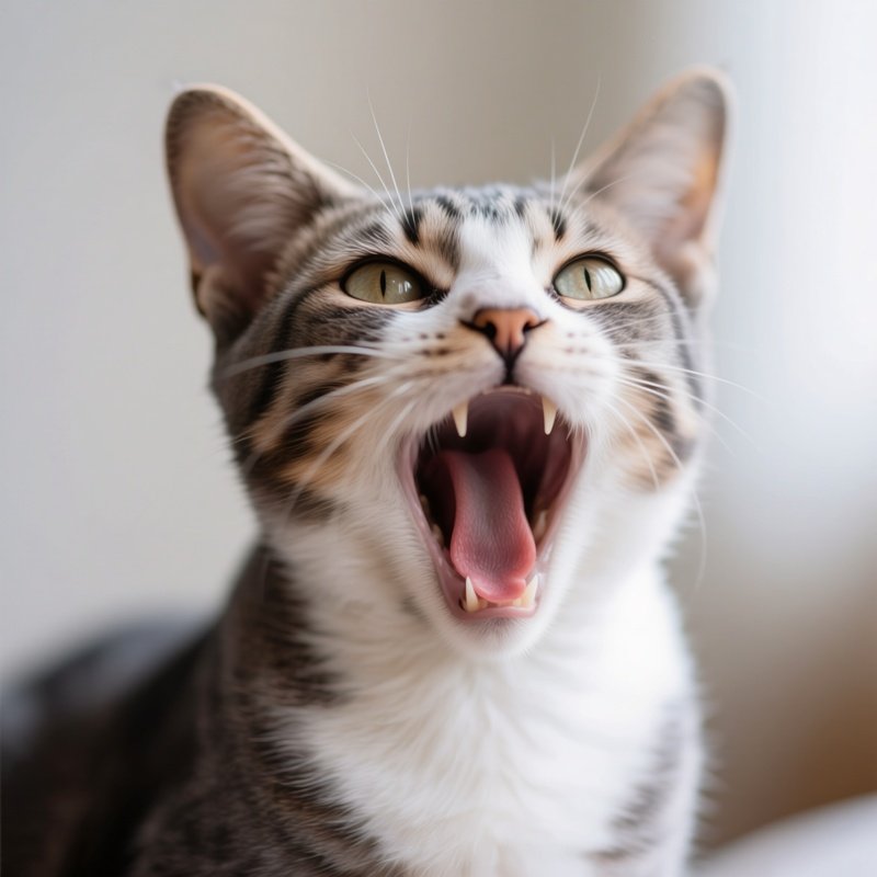 Cat Manx Mid Yawn Wide Open