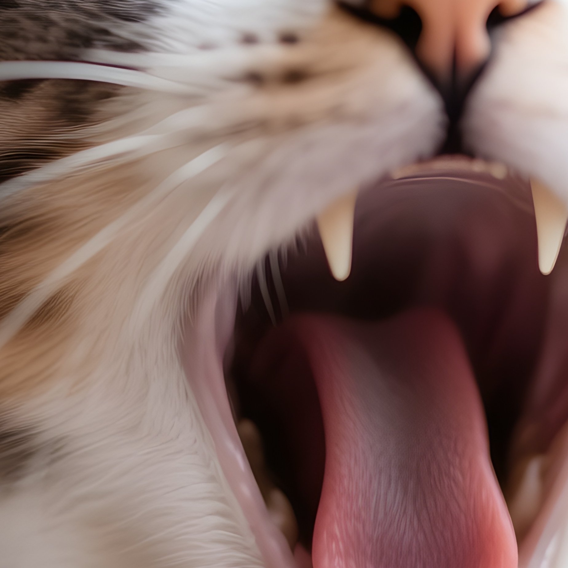Cat Manx Mid Yawn Wide Open - Full Resolution Quality Preview