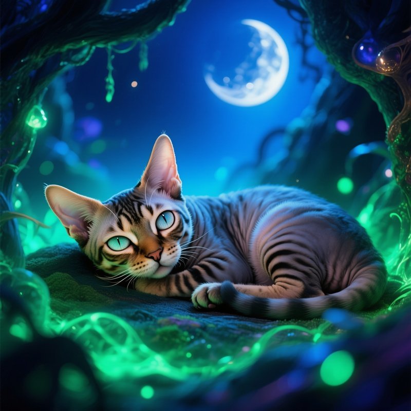 Cat Manx One Eye Open During Nap Fantasy