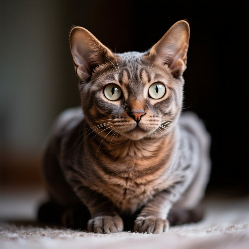 Cat Manx Sitting Wide Curious Eyes