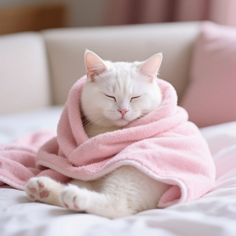 Cat-Manx-Wrapped-Towel-After-Bath